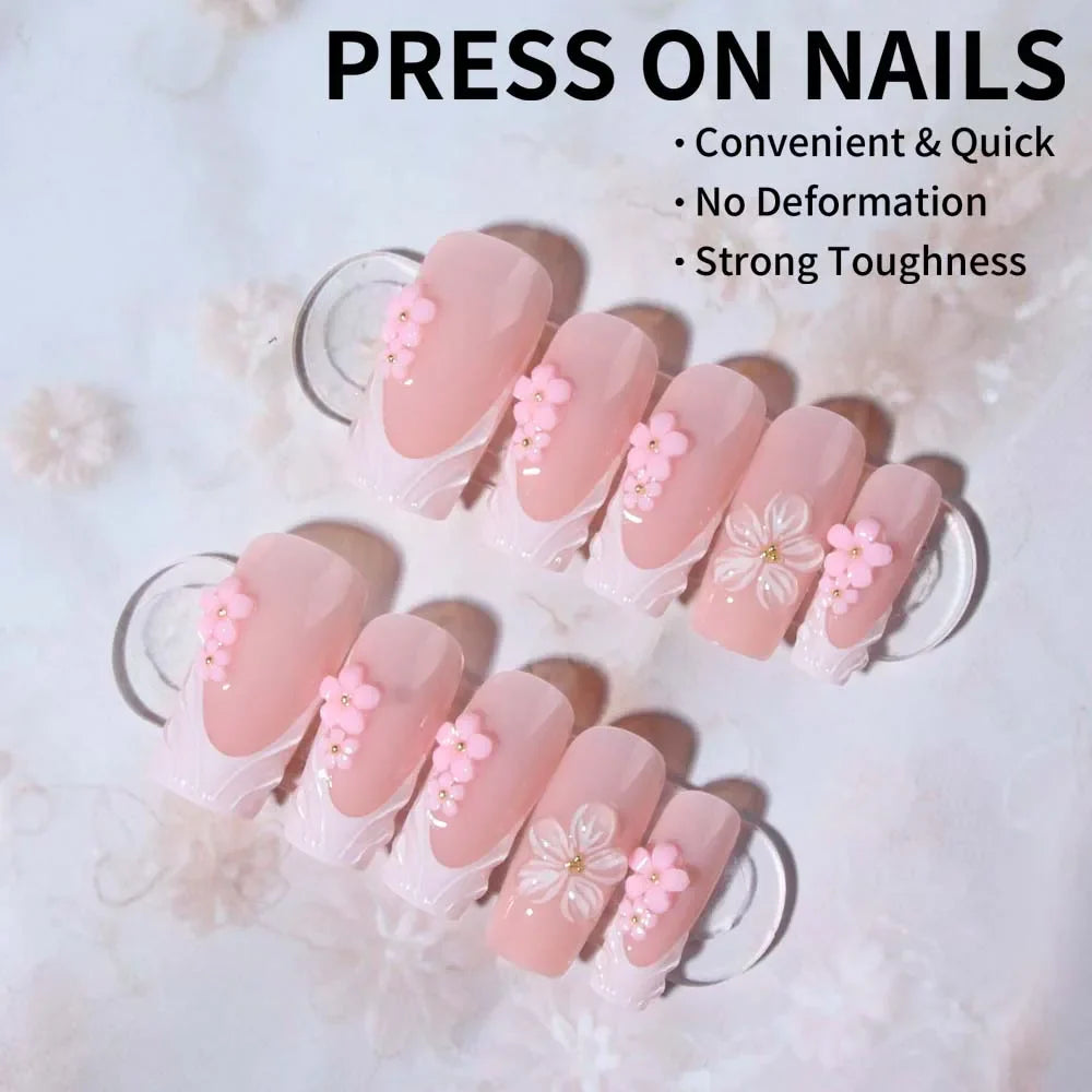 Chic Floral Press-On Nails Set