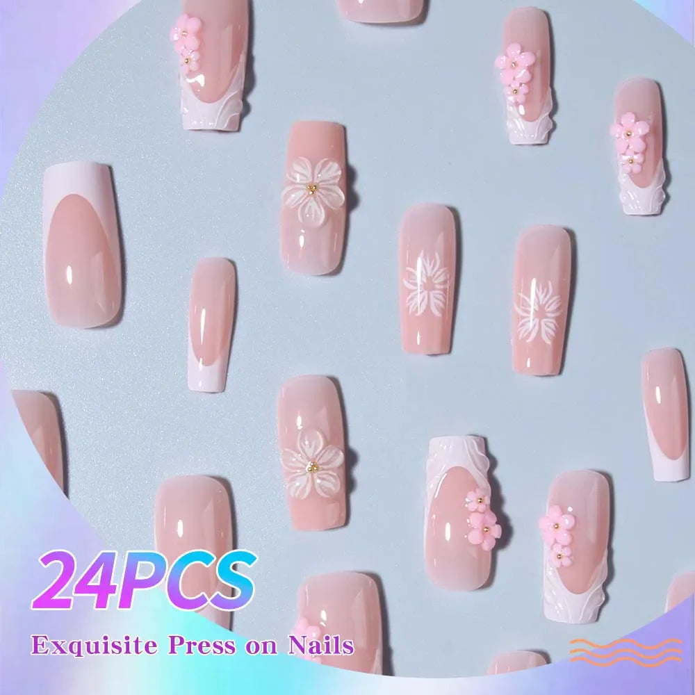 Chic Floral Press-On Nails Set