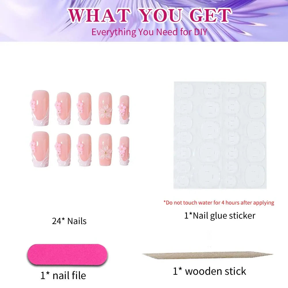 Chic Floral Press-On Nails Set