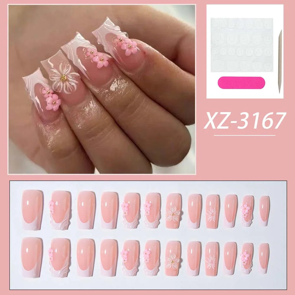 Chic Floral Press-On Nails Set